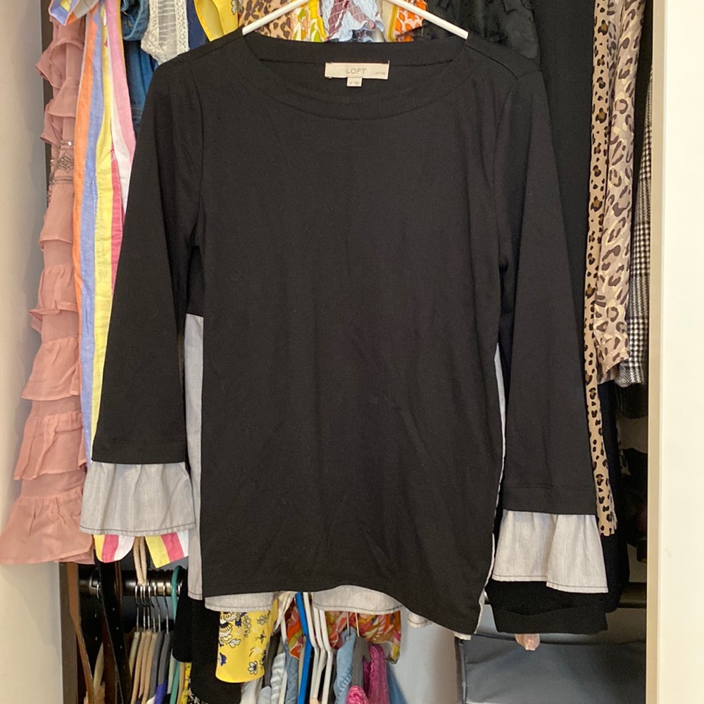 Loft black and striped top